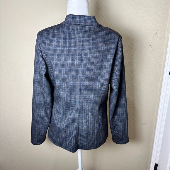 NORDSTROM Wit & Wisdom Plaid Grey Blue One Button Blazer Jacket Size Small - Picture 6 of 11